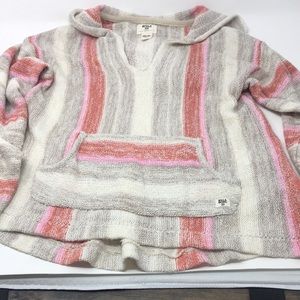Billibong knit women’s hoodie, size large. Multi colored striped